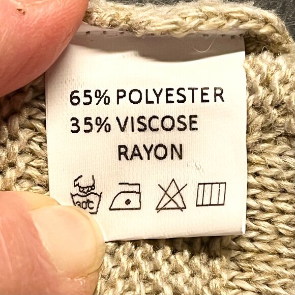 Womens Beige Layered Knit Sweater With Lace Peplum Trim Simply Couture XL - Picture 8 of 9